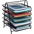 Mind Reader 5-Tier Paper Tray, Desktop Organizer, File Storage, Office, Metal Mesh, 11.75"L x 14"W x 15"H, Black