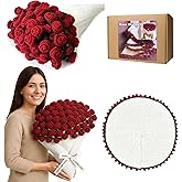 Yarniss Crochet Rose Bouquet Blanket 49"x49",Handmade Rose Crochet Throw Blanket,Romantic Gift for Girlfriend,Mother’s Day Valentine Wedding Anniversary Birthday,Finished