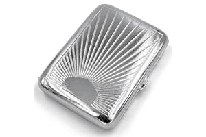 KASEBI Classic Metallic Silver Color Double Sided Cigarette Case for Regular and King Size Shorter Than 100's - Ray Model