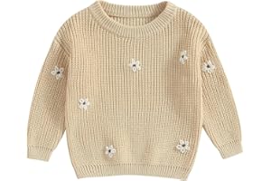 Pivanzore Baby Girl Toddler Knit Sweater Winter Clothes Cute Flower Crewneck Long Sleeve Pullover Newborn Infant Warm Tops