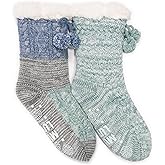 MUK LUKS Women's Tall Cabin Sock 2 Pack