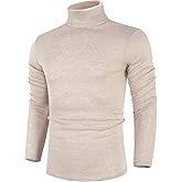 Poriff Men's Casual Slim Fit Basic Tops Knitted Lightweight Turtleneck Pullover Sweater