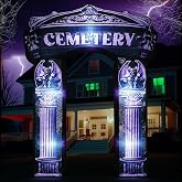 Leyndo 8 ft Halloween Inflatable Arch Decoration, Classical Cemetery | Blow up Gothic Cemetery Archway Outdoor Decoration, with Built-in LED Light for Halloween Garden Patio Porch