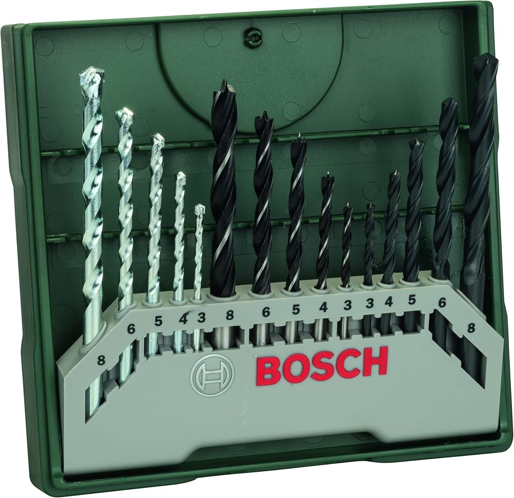 Bosch 15-Piece Mini X-Line Drill Bit Set Wood Metal Masonry