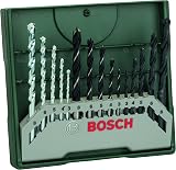 Bosch 15-Piece Mini X-Line Drill Bit Set Wood Metal Masonry