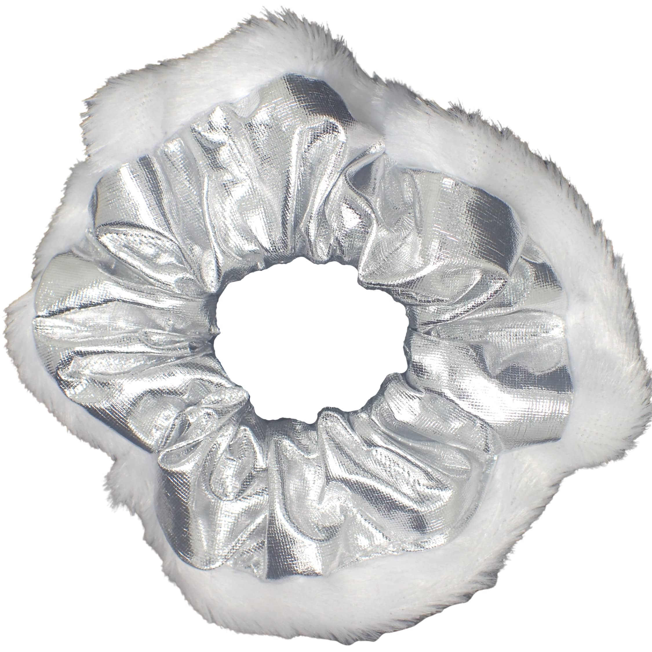 Topkids Accessories Christmas Scrunchies for Women, Hair Accessories for Girls, Festive Hair Accessories for Women Hair Bobbles Hair Band Hair Ties Girls Gifts White Fabric Elastic Hair Bands (Silver)
