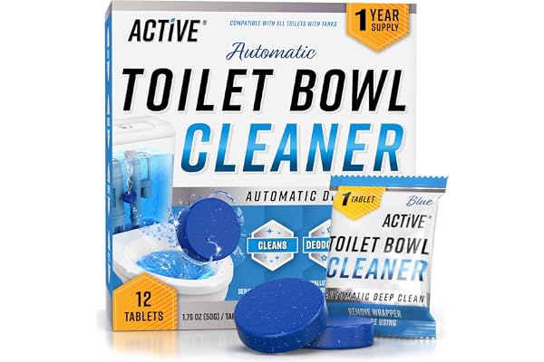 Automatic Toilet Bowl Cleaner Tablets - ACTIVE Blue Gel Toilet Tank Cleaners, Septic-Safe Hard Water Ring Stain Remover, Smel