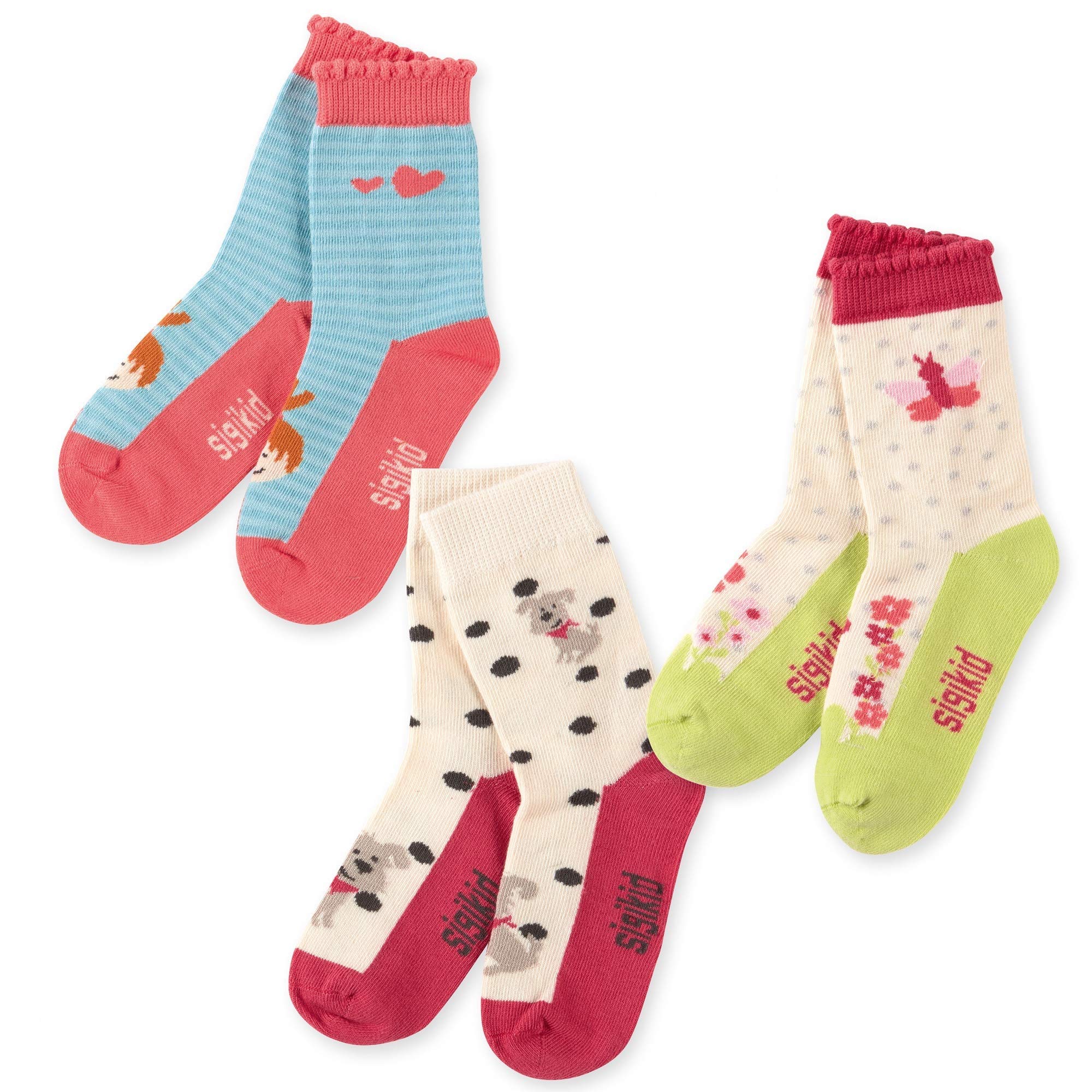 Sigikid Baby Girls' Socken-Set-3 Paar, Baby&Mini Casual Sock, Mehrfarbig, 16/18