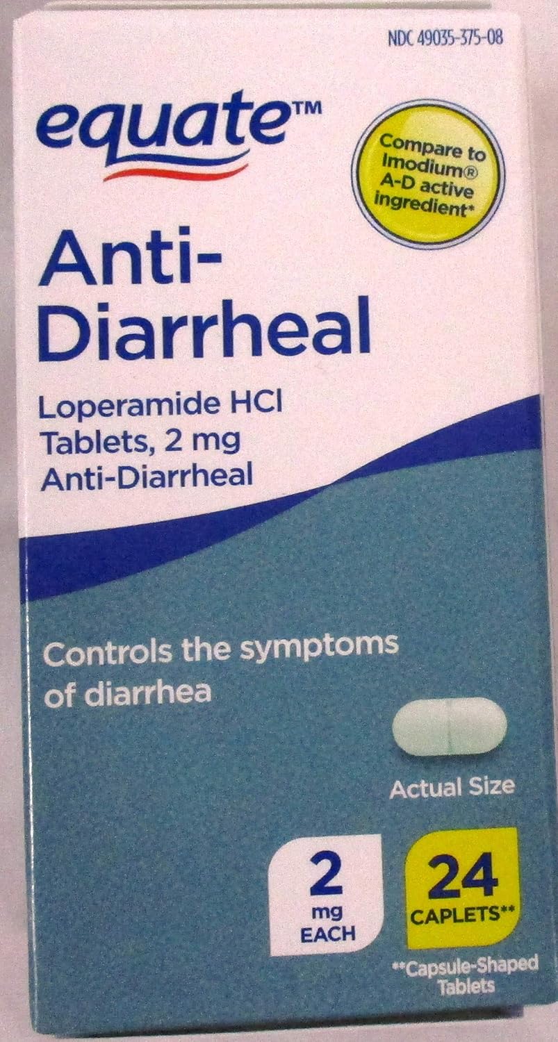 Equate Anti-Diarrheal, Loperamide Hydrochloride (HCl) 24 Tablets 2 Pack-Total of 48 Tablets: Health & Personal Care