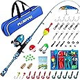 PLUSINNO Kids Fishing Pole with Spincast Reel Telescopic Fishing Rod Combo Full Kits for Boys, Girls, and Adults