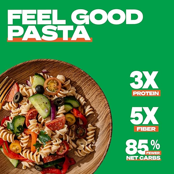 KAIZEN FUSILLI PROTEIN PASTA, 20G PROTEIN, LOW CARB (6G NET CARBS), KETO-FRIENDLY, GLUTEN-FREE, PLANT-BASED LUPINI NOODLES, HIGH FIBER, 8 OUNCE, PACK OF 3