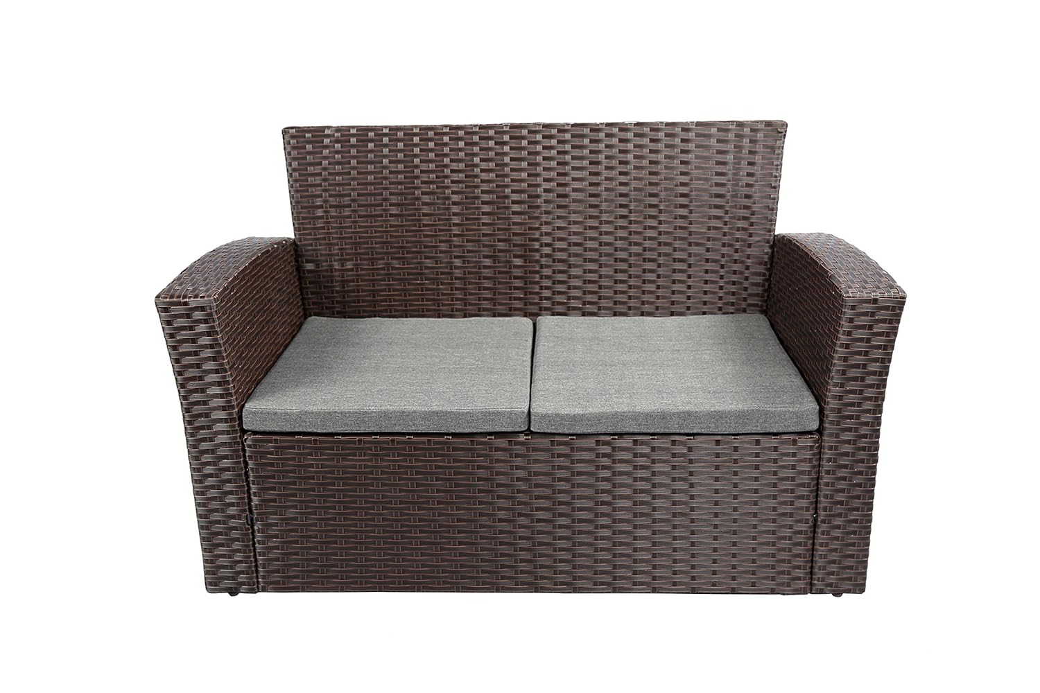 Baner Garden N87 Br 4 Pieces Conversational Outdoor Furniture Complete Patio Cushion Wicker Rattan Garden Set Brown Patio Lawn Garden Patio Furniture Accessories