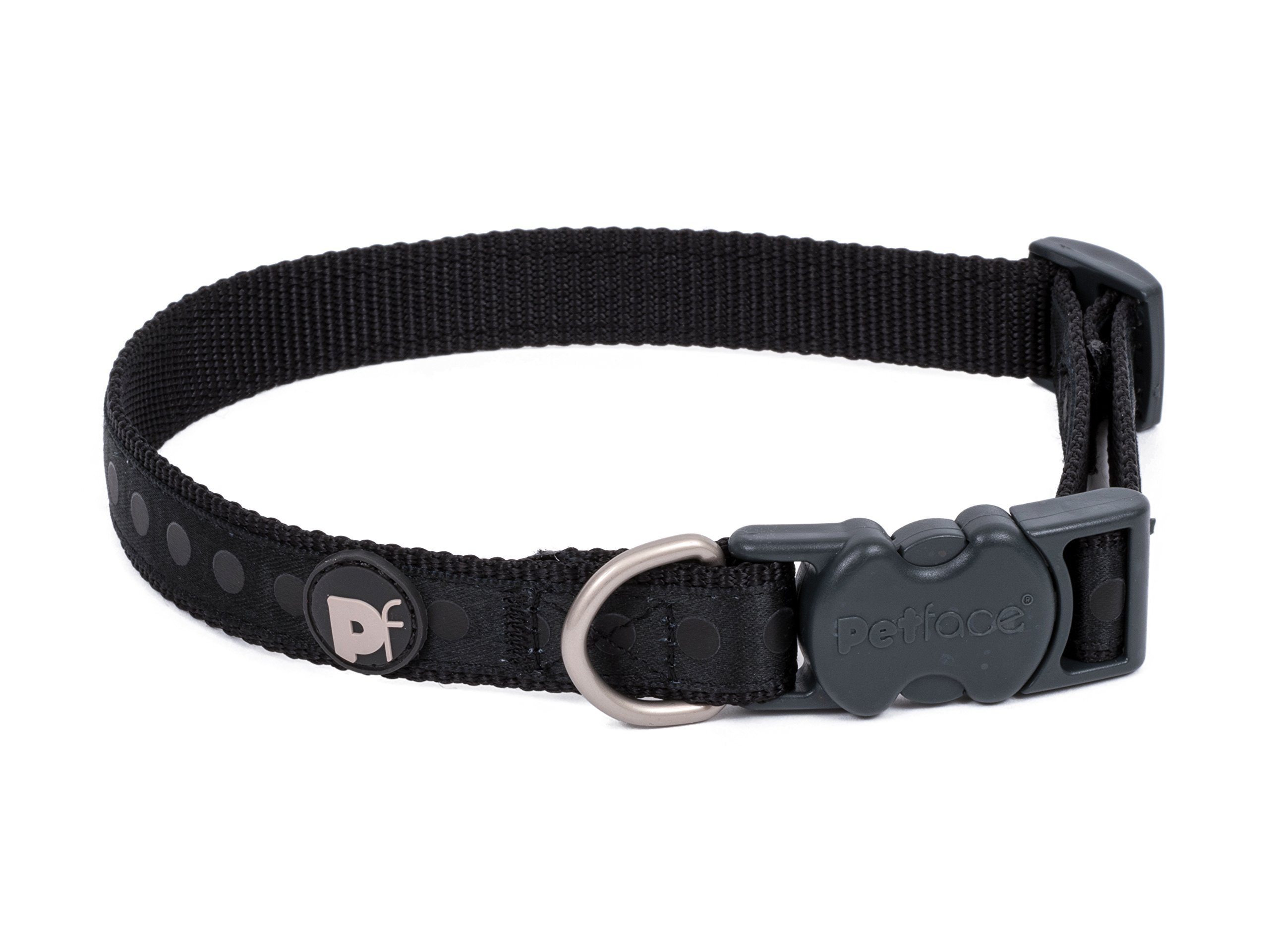 Petface Tonal Dots Print Dog Collar, Medium, Black