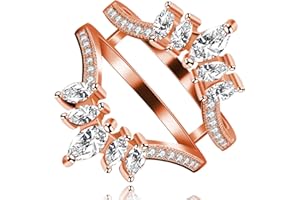 Uloveido Marquise Cut AAA White Cubic Zirconia Double Wedding Band Ring Guard Enhancer Engagement Jewelry for Women Y445