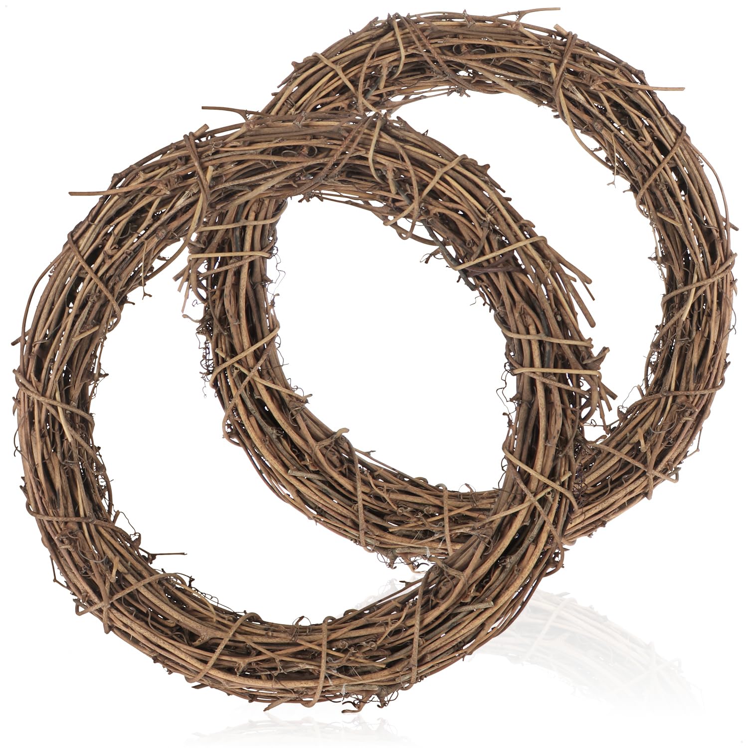 com-four® 2x DIY decorative wooden wreath for tinkering - wreath made of rattan to decorate windows, tables and doors, for example (2 pieces - wreath Ø25cm)
