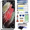Agzssl for Samsung Galaxy S21 Ultra Front Glass Repair Kit Screen Replacement Outer Glass Screen incl Waterpoof Frame Adhesive,Repair Glue and Lamp Tool Kit(No Digitizer,No LCD) 6.8 inch