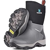 Trudave Rubber Rain Boots for Women, Neoprene Insulated Mud Work Boots, Anti-slip Breathable Mid-calf Womens Waterproof Boots for Garden, Water Fishing, Size 6-11