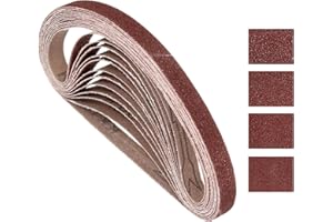 Kozelo 16 Pcs Sanding Belts 3/8 x 13 Inch 40/60/80/120 Grit Aluminum Oxide Abrasive Sandpaper for Belt Sander Metal Grinding 