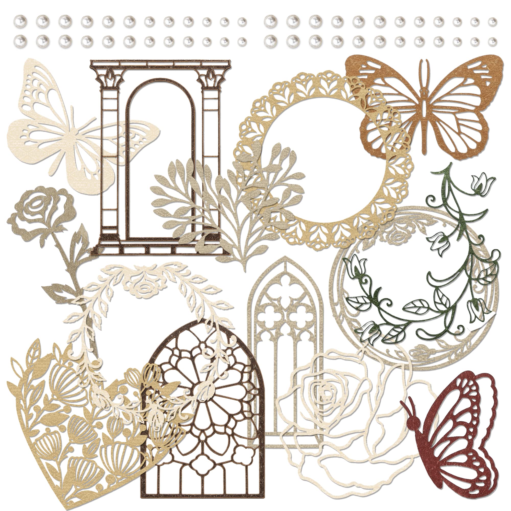 Mayplous Vintage Lace Cutouts - 5 Pack Die-Cut Frames & Borders for Scrapbooking, Journaling, Card Making | Multicolored Decorative Doilies for DIY Crafts & Photo Albums (Fancy)