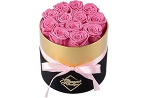 GLAMOUR BOUTIQUE Eternal Preserved Roses in a Box - Flowers Forever, Rose Forever in a Box for Wife, Birthday Gifts for Her, 12 Roses, Pink