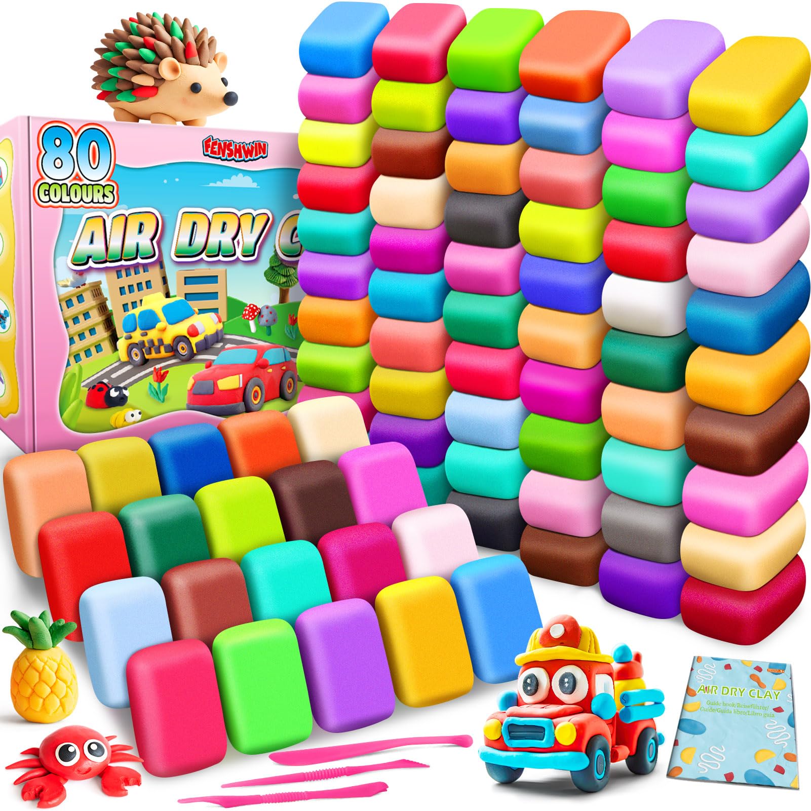 Air Dry Clay, 80 Colours Modelling Clay for Kids, Craft Kit for Kids Boys Girls Toys