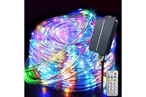 GLPE Solar String Lights Outdoor Waterproof LED,66ft 200 LED Rope Lights Solar Powered,8 Modes Multicolor Fairy Lights with Remote for Christmas Garden Patio Deck Backyard Pool Trampoline