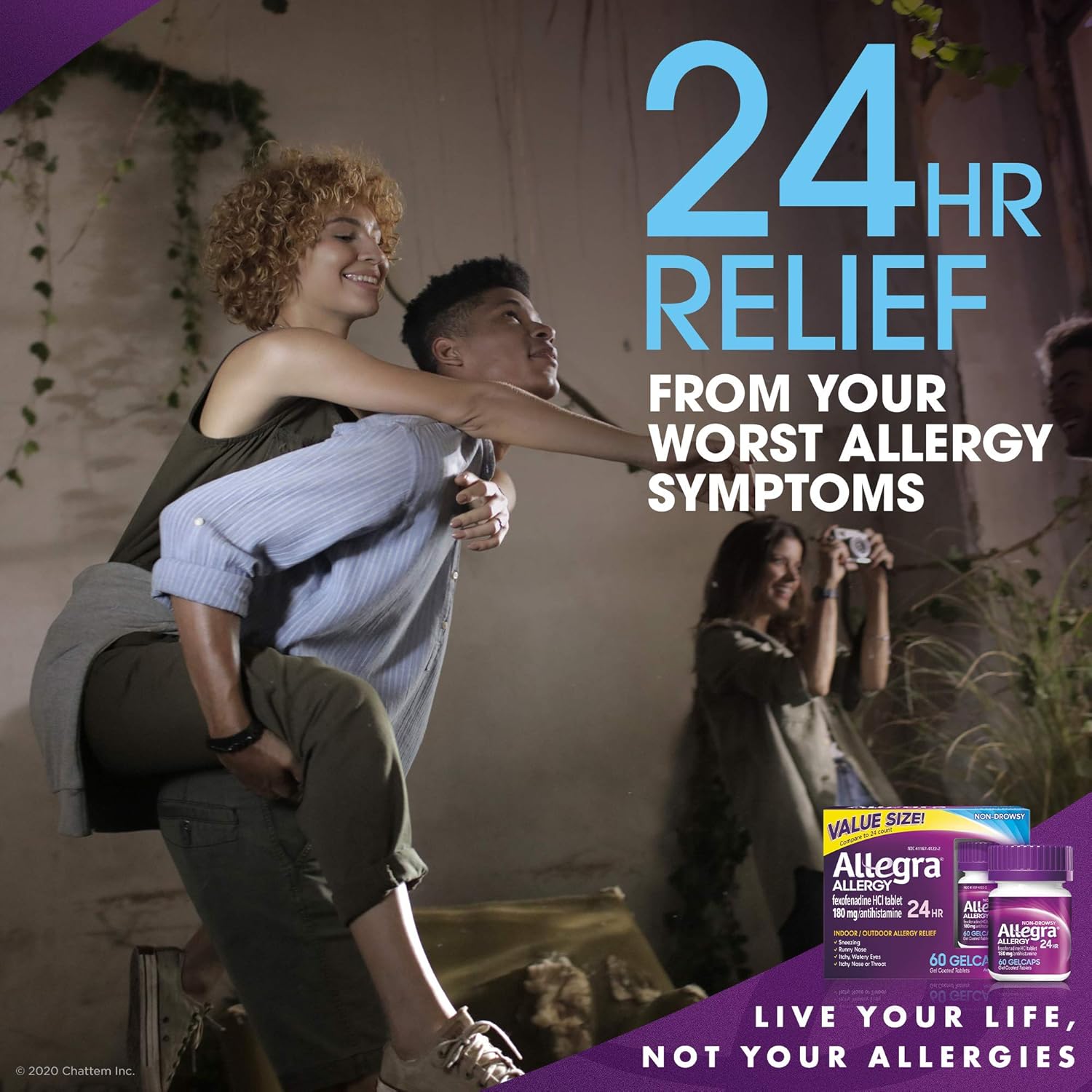 Allegra Allergy 24 Hour Gelcaps 180 mg 60 Count Long-Lasting Fast-Acting Antihistamine for Noticeable Relief from Indoor and Outdoor Allergy Symptoms: Health & Personal Care