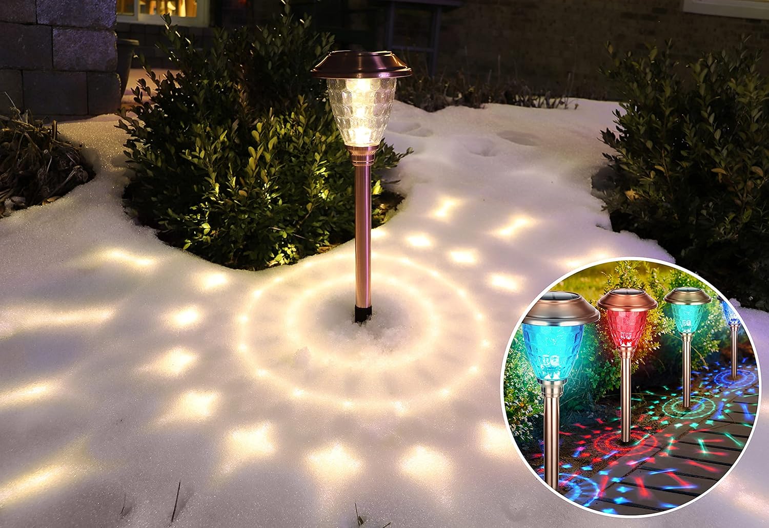 GKOLED Solar Pathway Lights, 4Pack Dual Mode Color Changing / Warm