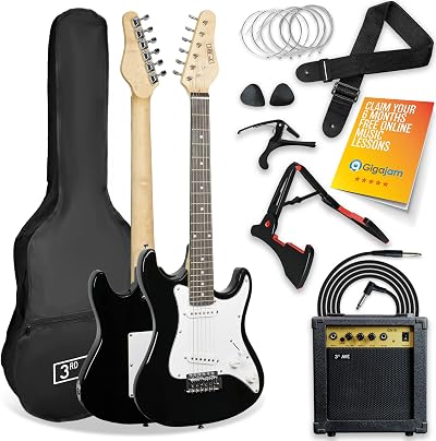 3rd Avenue 3/4 Size Electric Guitar Ultimate Kit with 10W Amp Black