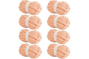 HOMBYS Apricot Pink Chunky Chenille Yarn for Crocheting, Bulky Thick Fluffy Yarn for Knitting,Super Bulky Chunky Yarn for Hand Knitting Blanket, Soft Plush Yarn, 8 Jumbo Pack (27 yds,8 oz Each Skein)