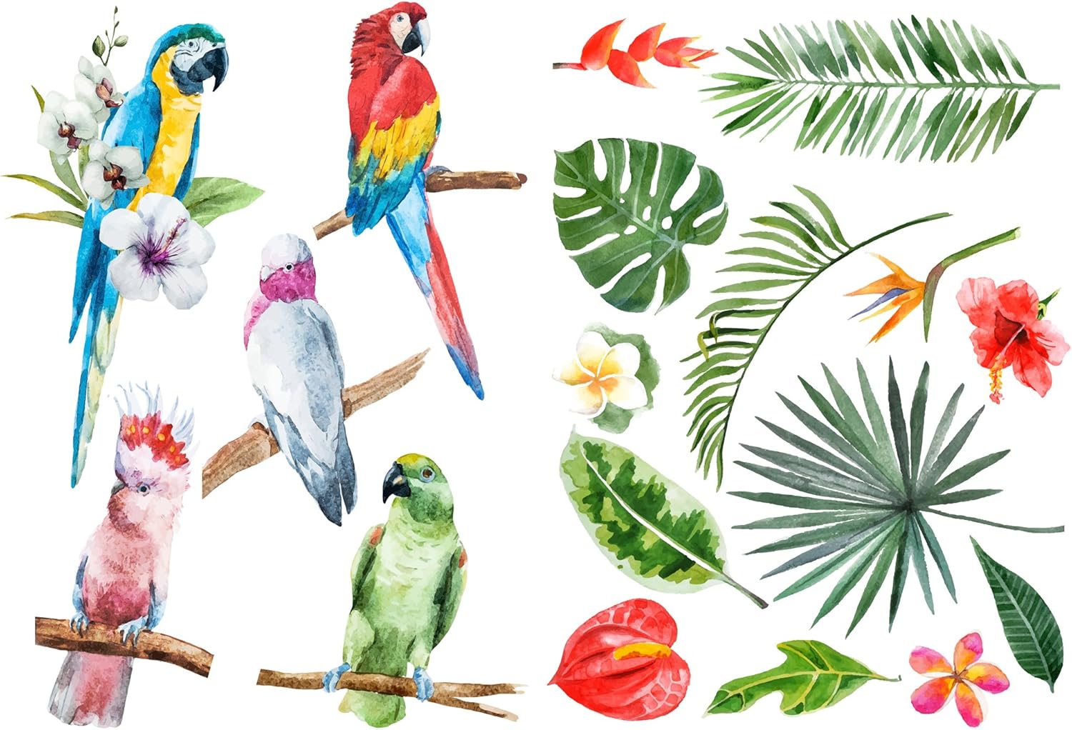 PLAGE 157171 Wall Adhesive Size S - Tropical Nature (2 Sheets), Multicolour (21 x 29.7 cm)
