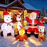 Alupssuc 8FT Christmas Inflatable Outdoor Decoration with Built-in LEDs Lights, Blow-Up Santa Claus, Bear and Deer Keeping Warm for Outside/Indoor Xmas for Yard, Garden, Lawn, Party, Holiday Decor