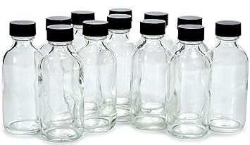 Clear, 2 oz Glass Bottles, with Lids 
