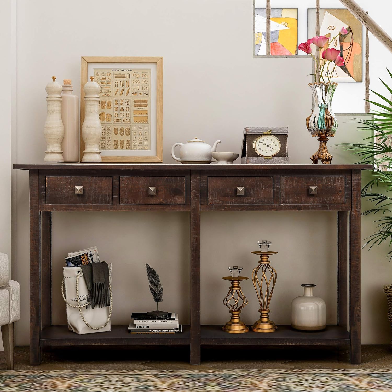 Amazon Com 59 Inch Long Sofa Console Table Julyfox Rustic Hallway