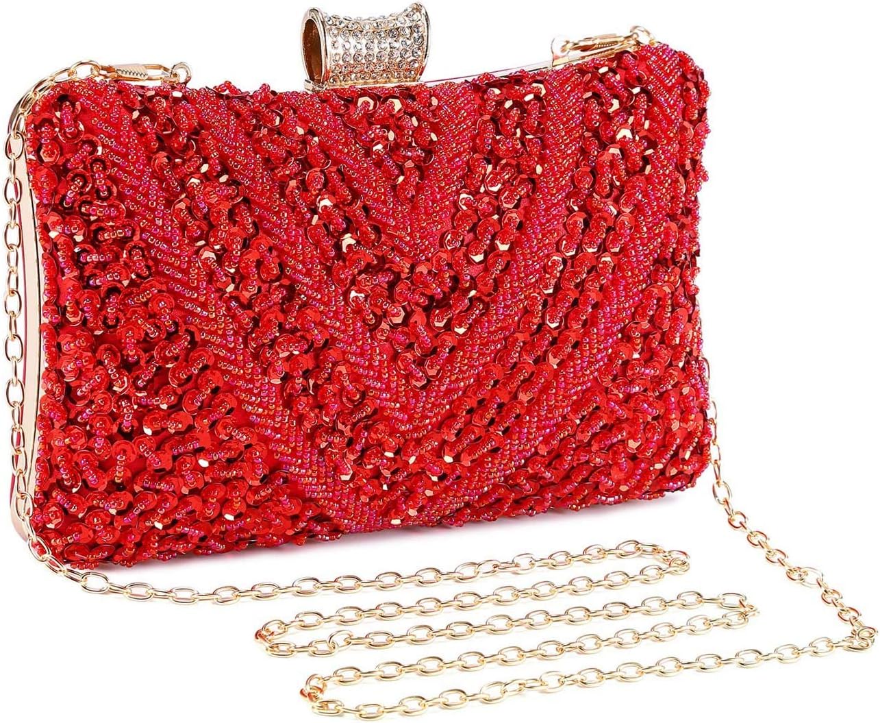 Women Vintage Clutch Wedding HandBag Bridal Sequins Beaded Evening Bags Banquet Party Purse