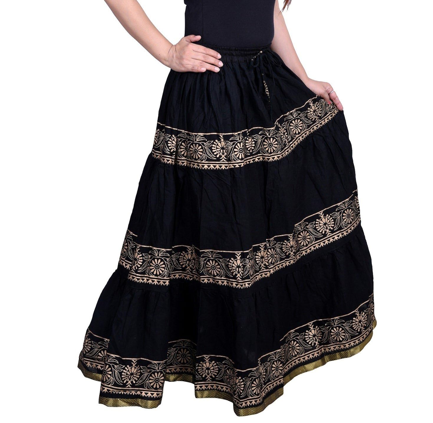 decot paradise women's cotton skirt, free size (black, dl3123)