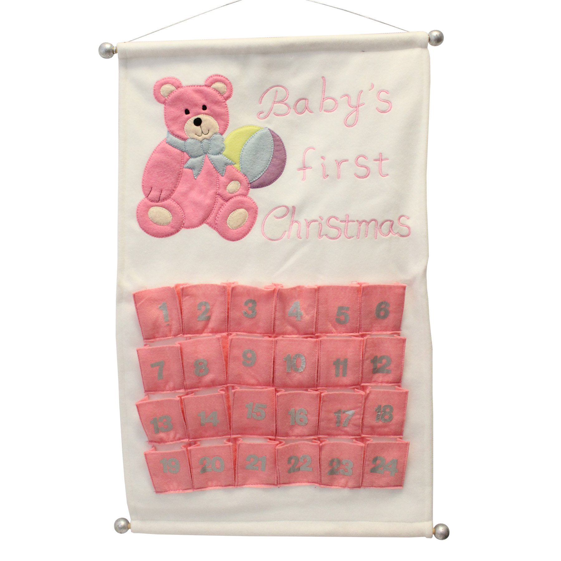 Baby's First Christmas Scroll Advent Calendar - Add your own Treats - Pink