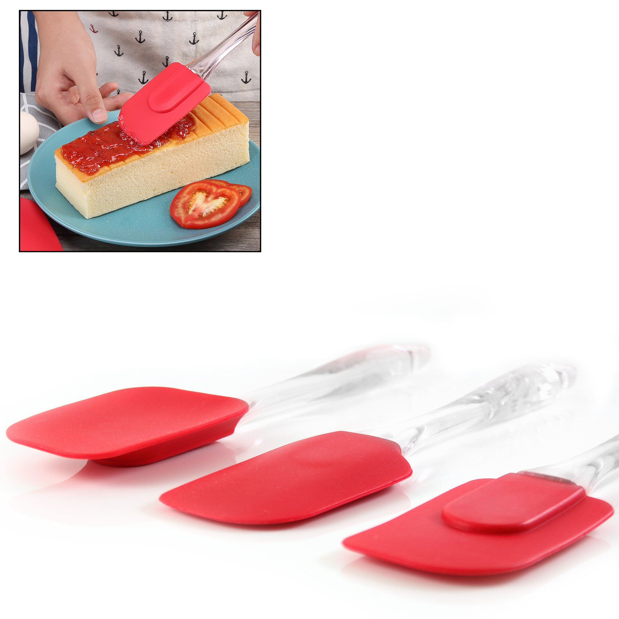 dernière 3 pièces Ensemble de Spatule – Durée de vie Garantie de remplacement – Multipurpose Coque en silicone, résistant à la chaleur, antiadhésif, flexible, spatules pour glaçage, badigeonner, glaçage, Gratter – Essential Ustensiles de Cu