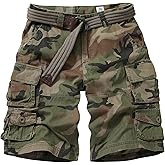 GSGGIG Cargo Short for Men Relaxed Fit Camo Outdoor Hiking Work Cotton Casual Shorts with 9 Pockets No Belt