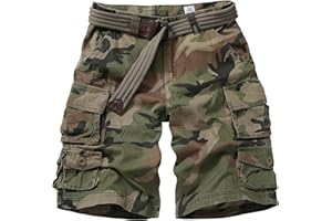 GSGGIG Cargo Short for Men Relaxed Fit Camo Outdoor Hiking Work Cotton Casual Shorts with 9 Pockets No Belt
