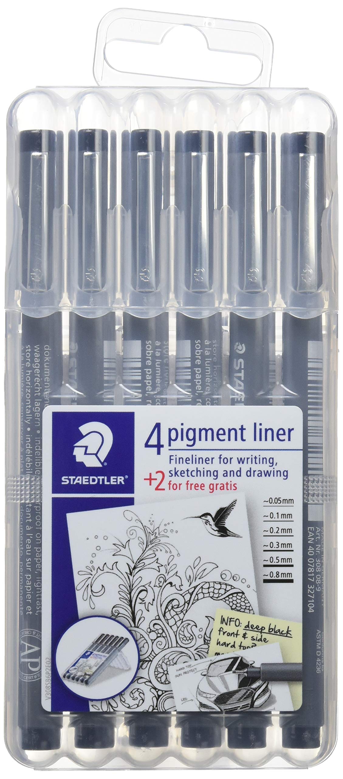 Staedtler 308 SB6P Red Felt-Tip Pen