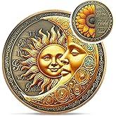 Sunflower Blessing Sobriety Coin - Affirmation Sun and Moon AA Coins - Recovery Addiction NA AA Chips and Medallions - Celebrate Living Clean Narcotics Alcoholics Anonymous Gifts for Men Women