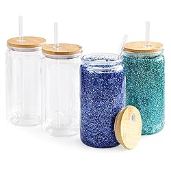 FECBK 4 Pack Acrylic Snow Globe Tumbler with Bamboo