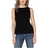 Liverpool Womens Sleeveless Boat Neck Rib Knit Top