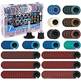 136 PCS 2 Inch Die Grinder Sanding Discs Bits Accessories, Quick Change Disc with 1/4 Roll Lock for Milwaukee Dewalt Right Angle Die Grinder M12, Drill Sanding Attachment Surface Conditioning Tool