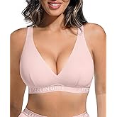 FeelinGirl Wireless Bras for Women No Underwire Comfortable Bras with Support and Lift Deep V Push Up for Everyday Wear