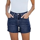 luvamia Jean Shorts for Women Trendy High Waisted Denim Shorts Carpenter Stretchy Summer Casual Mom Cut Off Jeans Shorts