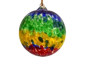 Myanmmm 6 inch Hand Blown Glass Balls Ornaments - Multicolor Christmas & Friendship Balls for Home, Outdoor, Garden & Patio Decor