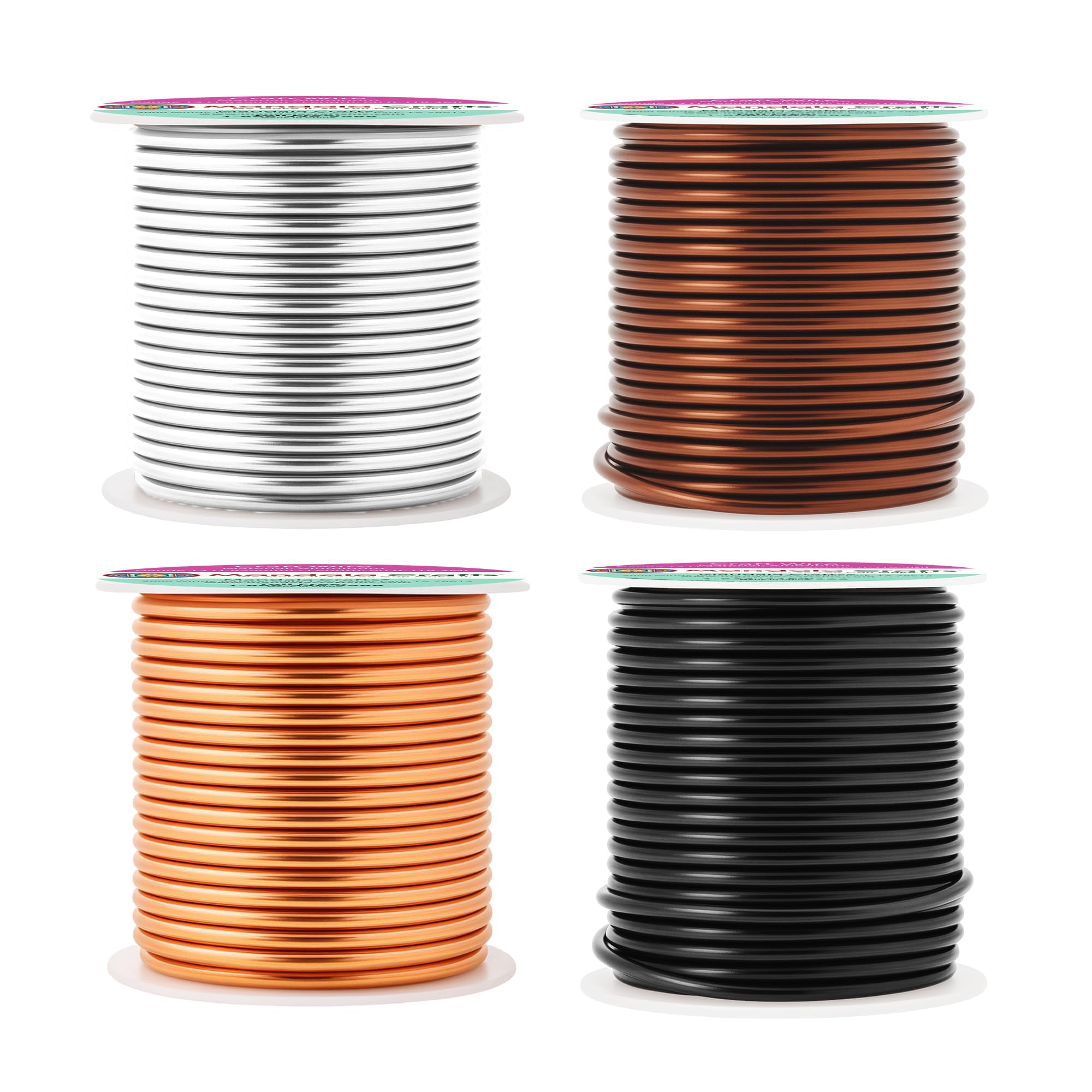 Mandala Crafts 13 Gauge Anodized Aluminum Craft Wire for Jewelry Making - 240 FT Colored Flexible Neutral Wire - Bendable for Bonsai Armature Crafting Sculpting Image