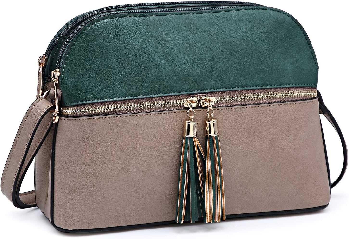 DaseinWomen Tassel Zipper Pocket Crossbody Bag Shoulder Purse Fashion Travel Bag with Multi Pockets